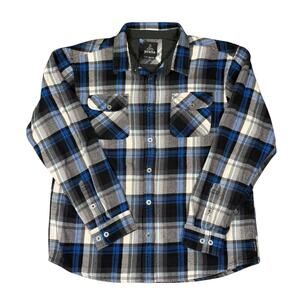 PrAna Lybek Long Sleeve Plaid Flannel Shirt Men's XL Blue Black Outdoor Gorpcore